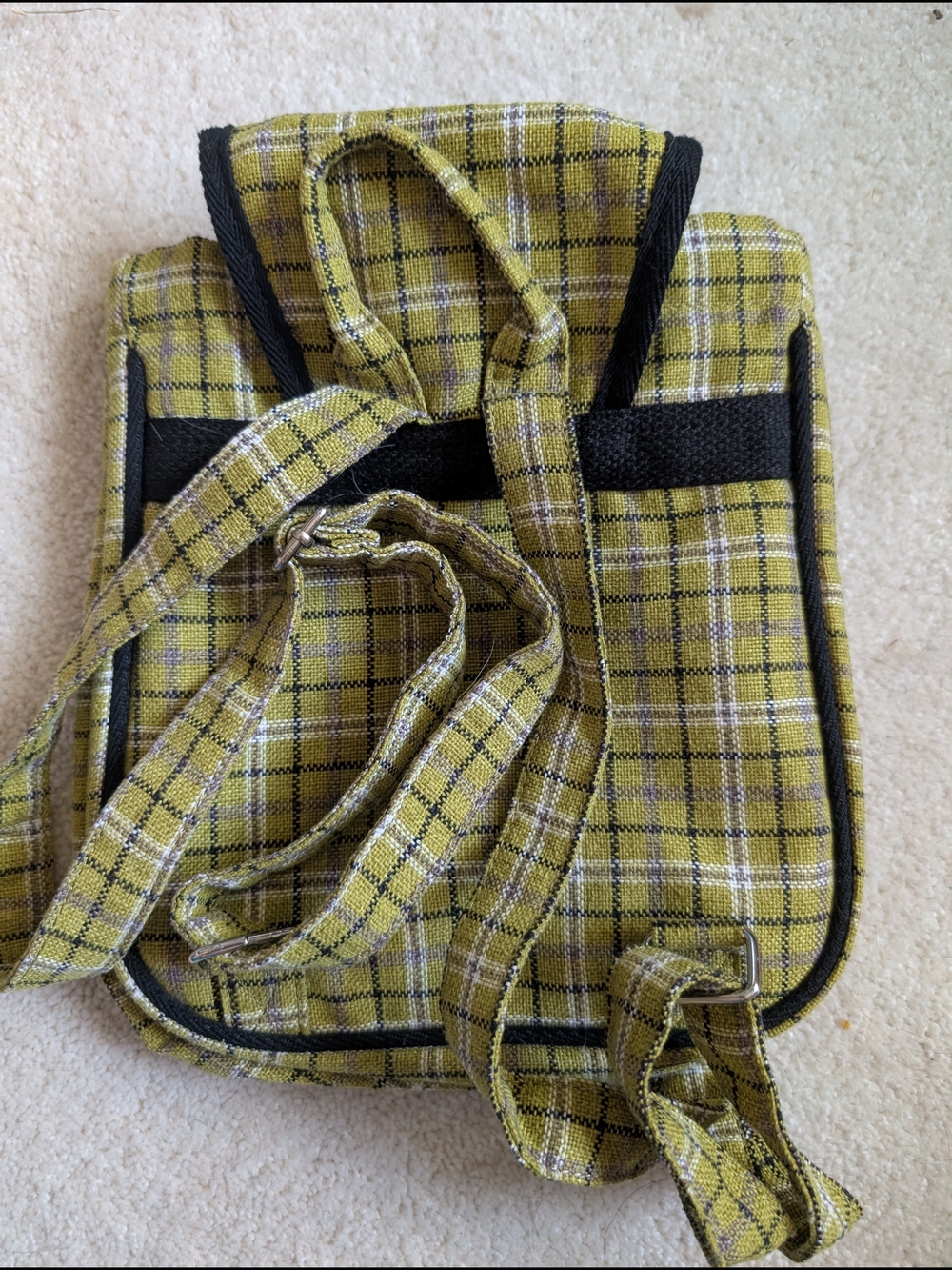 NWOT UNIF plaid chartreuse backpack
